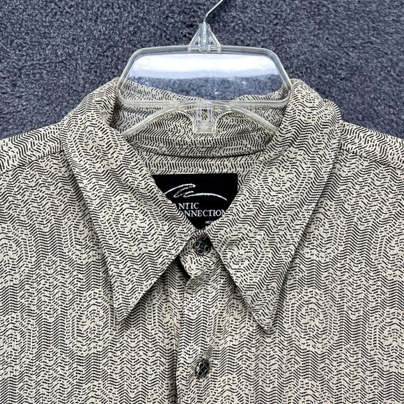 Vintage Atlantic Connection Button Up Shirt Men Large Retro Abstract Long Sleeve - Picture 3 of 16